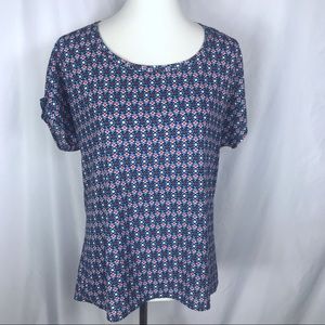 Anthropologie Pleione High Low Blouse Diamond Prin